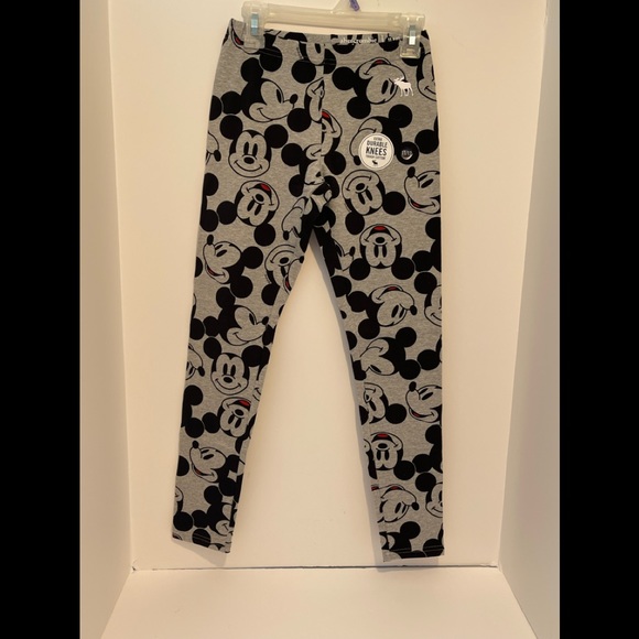 Abercrombie Kids Girls size 11/12 Mickey Mouse Leggings, Gray/Black, NWT - Picture 1 of 11